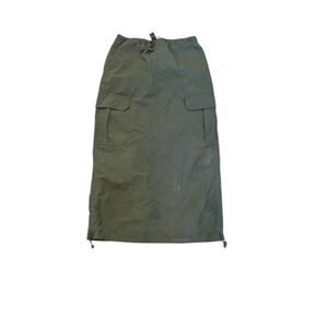 STREETWEAR SOCIETY Army Green Cargo Nylon Elastic Waist Maxi Skirt XS